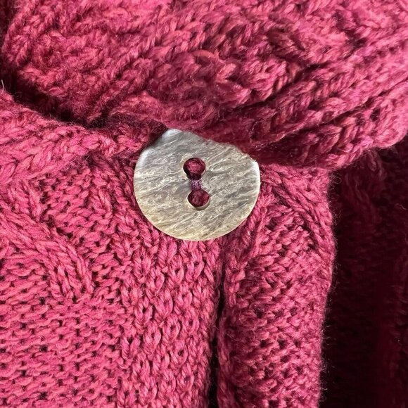 Carraigdonn Womens Cardigan Made in Ireland 100% Merino Wool Red Sweater Size XL - Picture 5 of 10